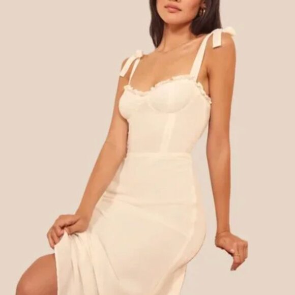 🐚 Reformation Nikita Dress - Size 4 (NWOT) | Effortless White Elegance - Picture 1 of 8